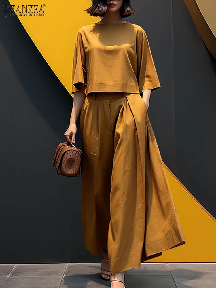 Summer Clothing Work - Fashion Summer 3/4 Sleeve Blouse Trousers