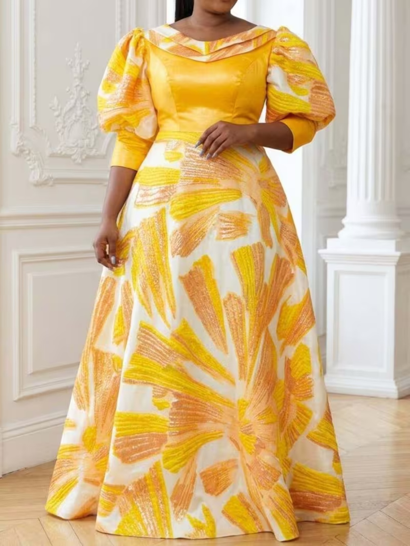 Summer Clothing For Older Women - Plus Size Women Printed Satin Maxi