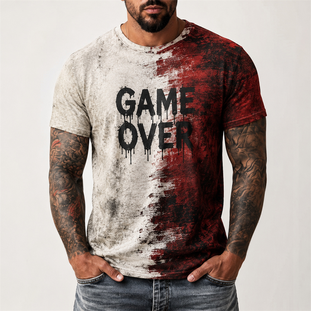 Summer Clothing Words - 3D Print Retro Bloodstain Halloween T-shirt
