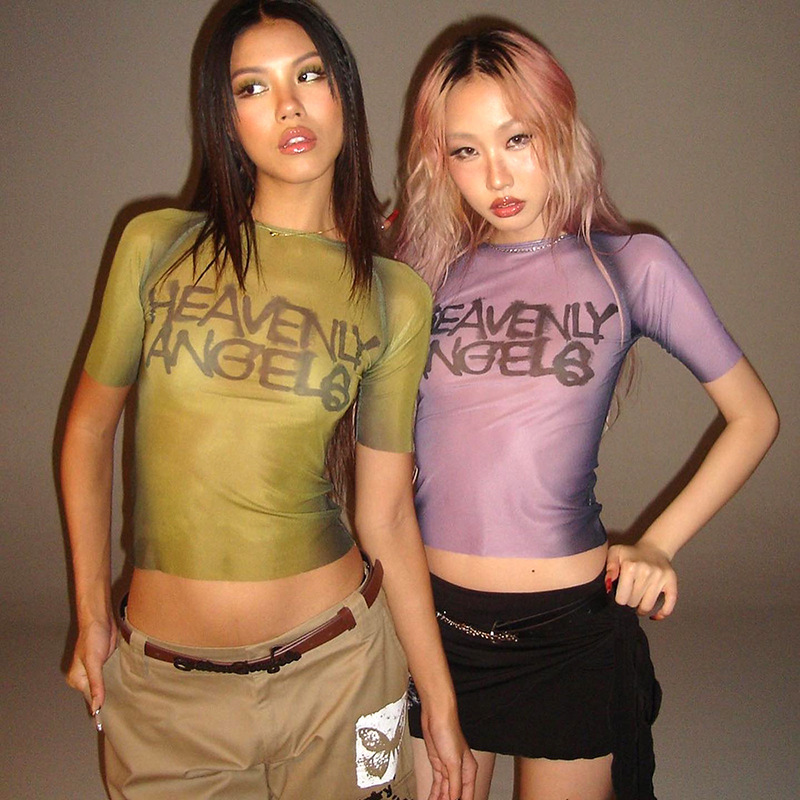 Y2K Letter Print Top See Throu - đánh giá và giá Summer De Clothing