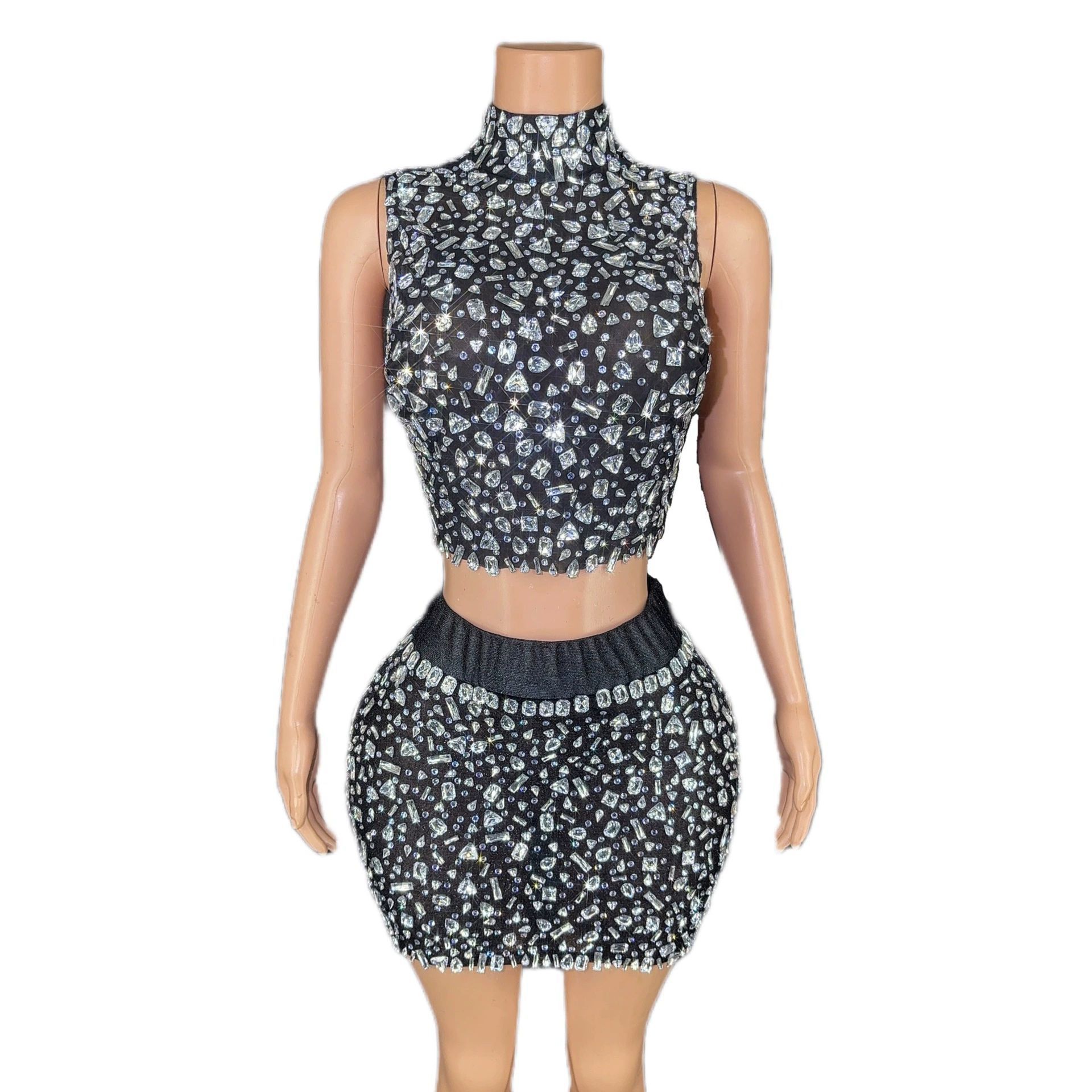 Full diamond split dress set d - đánh giá và giá Summer Clothing Words