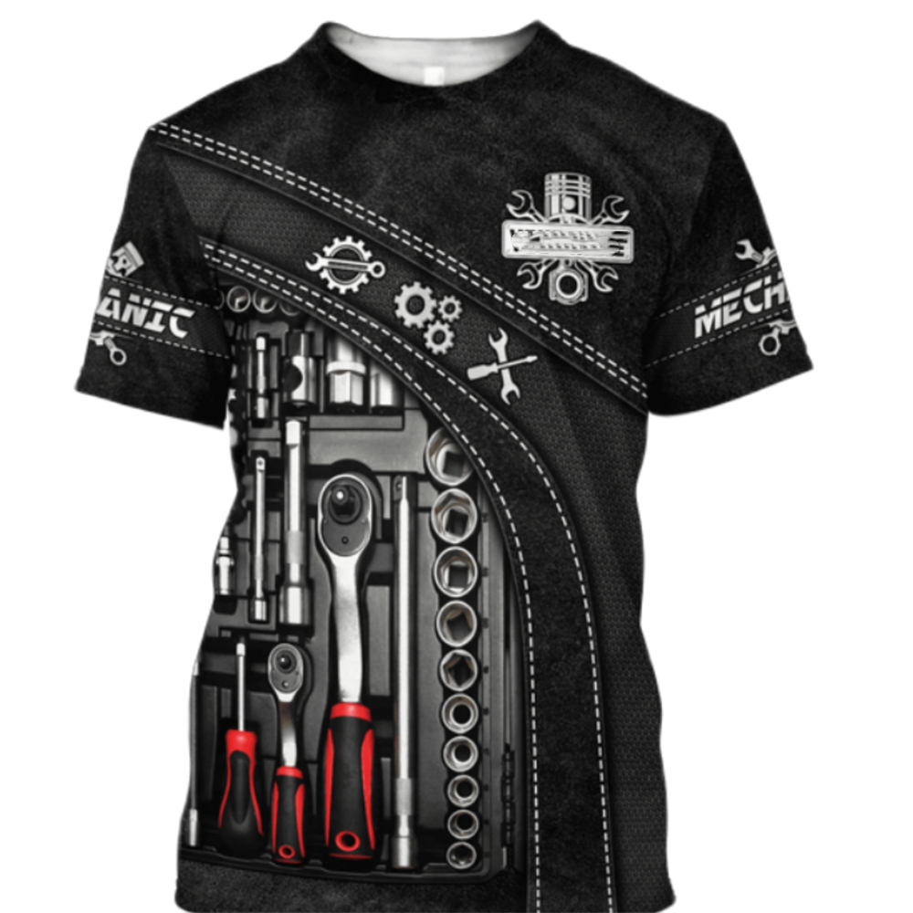 Vintage T-Shirt Mechanic 3D Pr - đánh giá và giá Summer Clothing Names