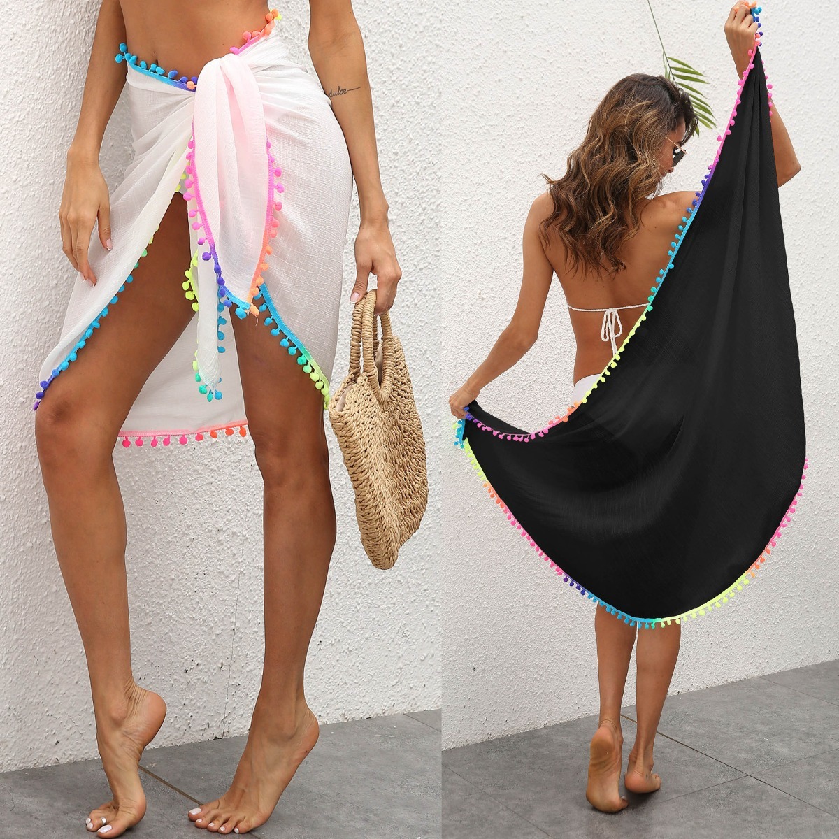 Women Color Tassel Wrap Sarong - đánh giá và giá Sarong Pareo Wrap