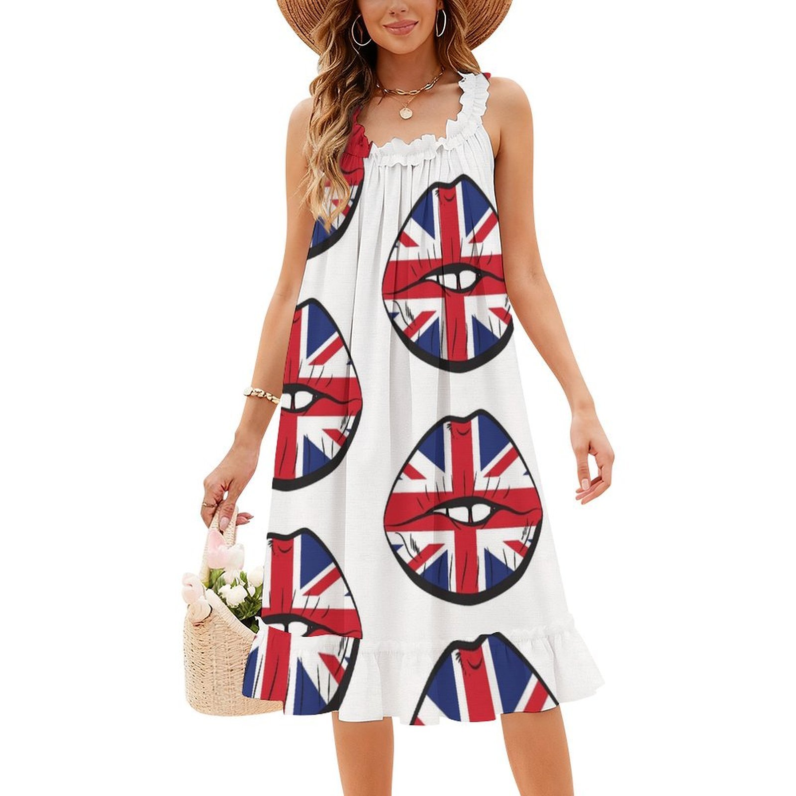 British Flag Fan Lips Uk Fan U - đánh giá và giá Womens Summer Clothing Uk