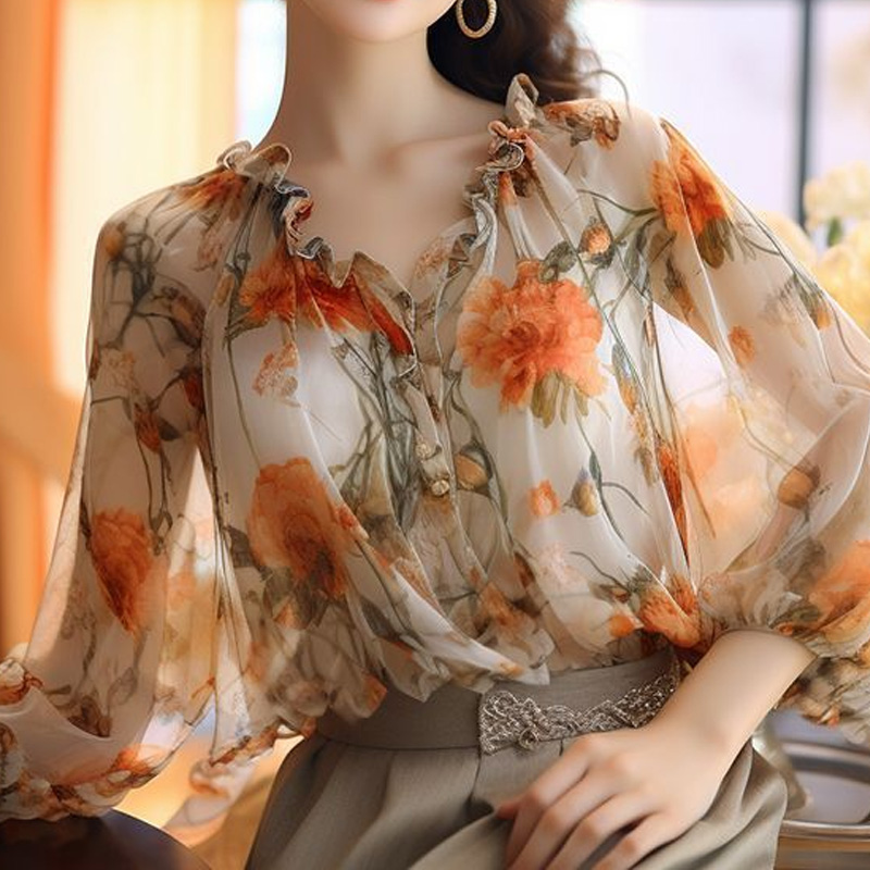 2024 Floral Tops Sweet Ladies  - đánh giá và giá Summer Clothing Young Women